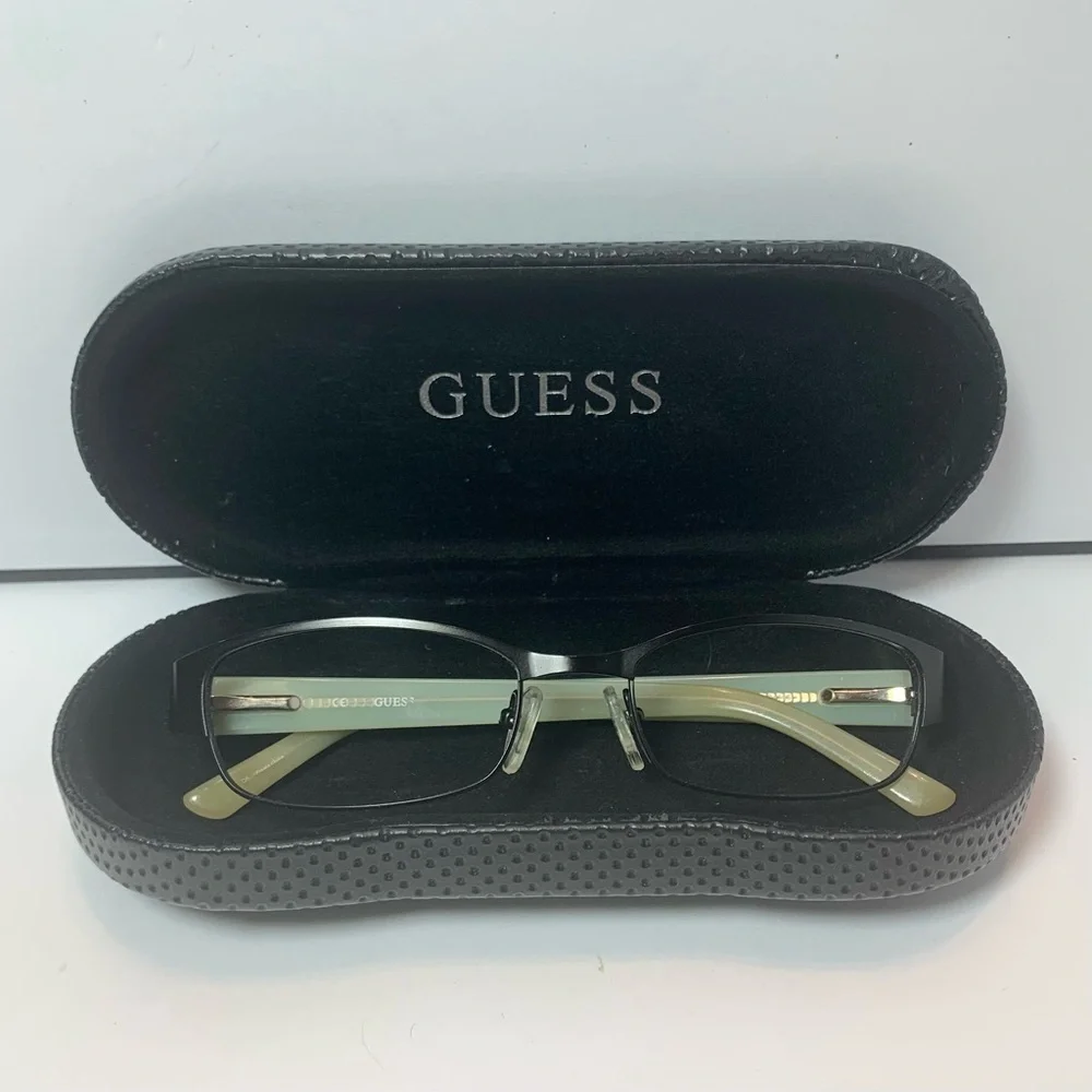 GUESS Full Rim Eyeglasses 52-18-135 Bronze Metal Frame/Pale Green Opaque Arms